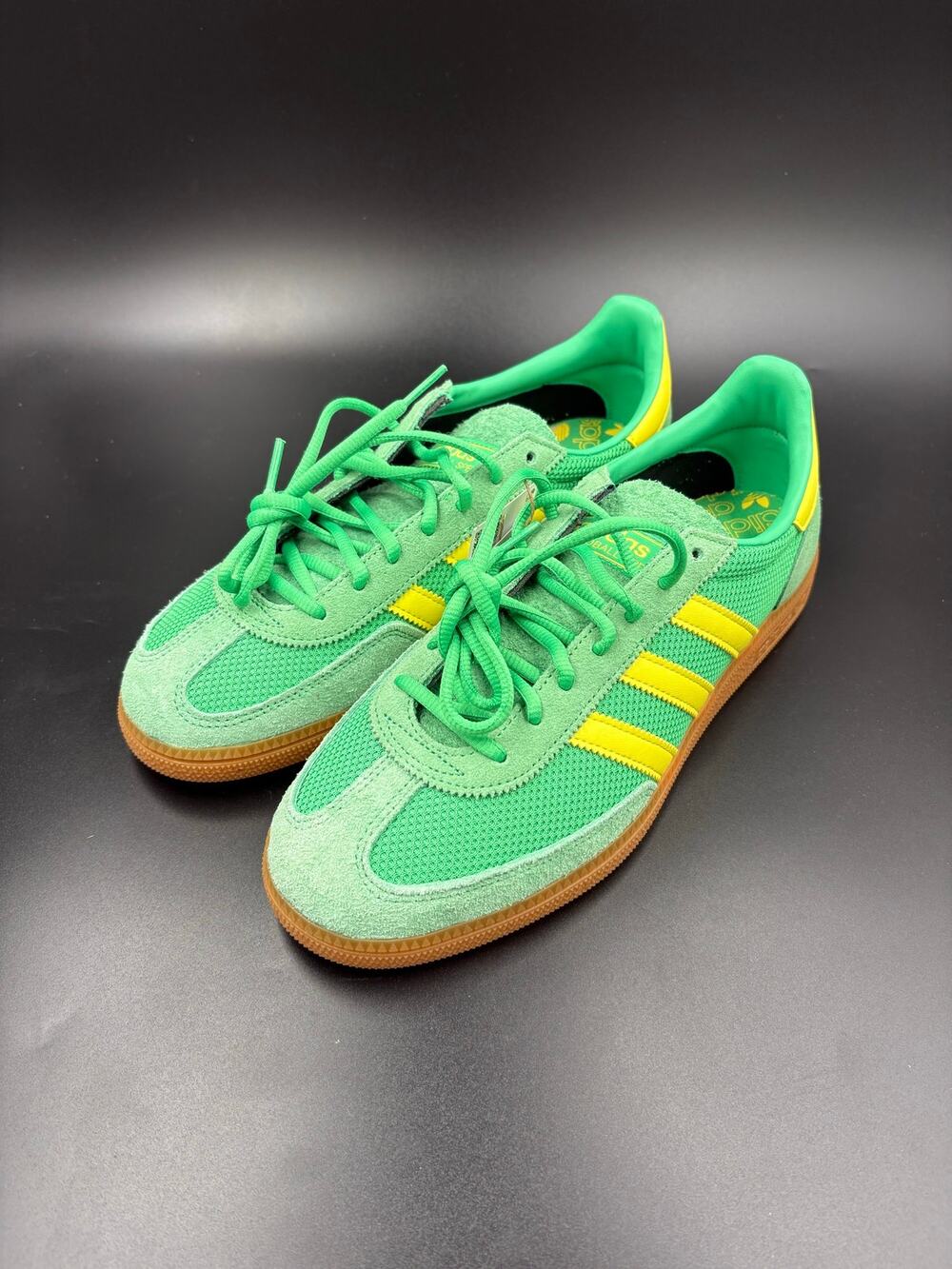 adidas Originals Handball Spezial Energy Green Pure Sulfur / Gum colorway Men 9